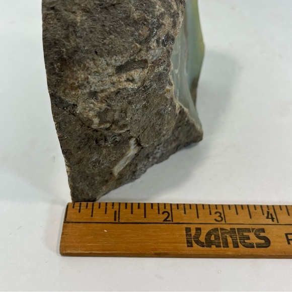 Large Blue/Teal Brazilian Agate Bookend-Perfect for Book/Crystal Lovers- 6”x5” - Picture 9 of 10